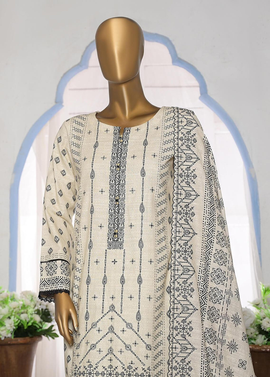 HZ Textiles Embroidered Khaddar Suits Unstitched 3 Piece HZ22KE PKE-2227 - Winter Collection