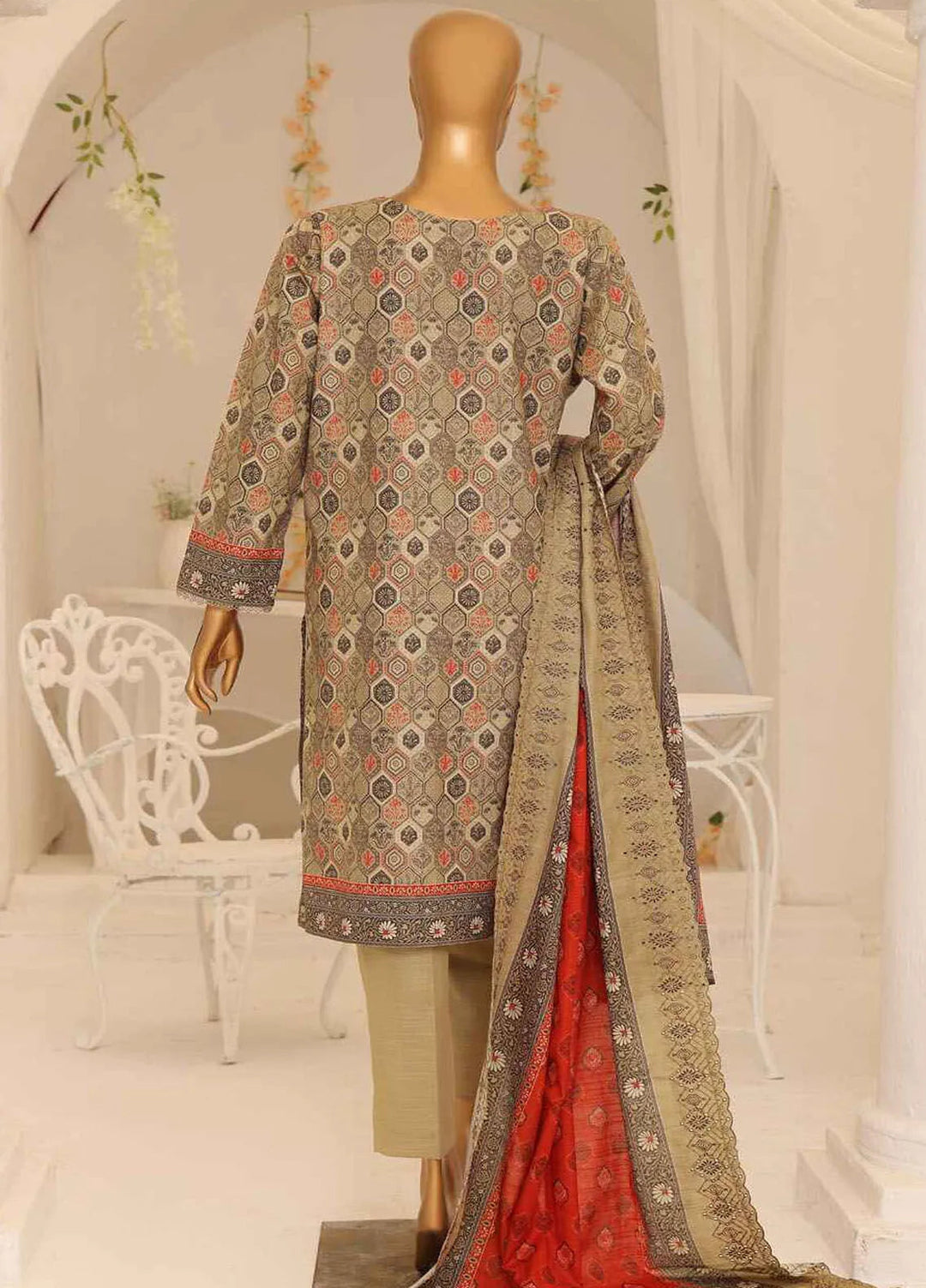 Hz Textiles Embroidered Khaddar Suit Unstitched 3 Piece HZ24K PKE-01 - Winter Collection
