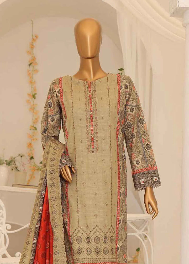 Hz Textiles Embroidered Khaddar Suit Unstitched 3 Piece HZ24K PKE-01 - Winter Collection