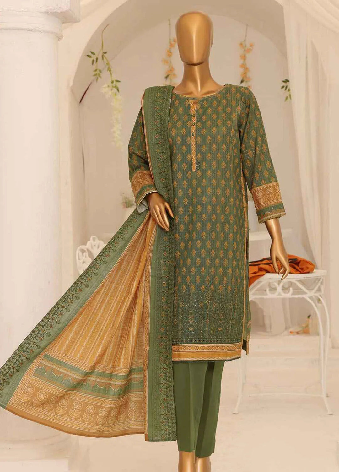 Hz Textiles Embroidered Khaddar Suit Unstitched 3 Piece HZ24K PKE-04 - Winter Collection