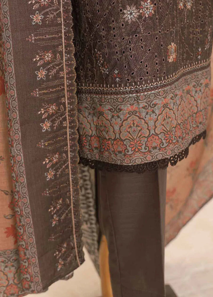 Hz Textiles Embroidered Khaddar Suit Unstitched 3 Piece HZ24K PKE-08 - Winter Collection