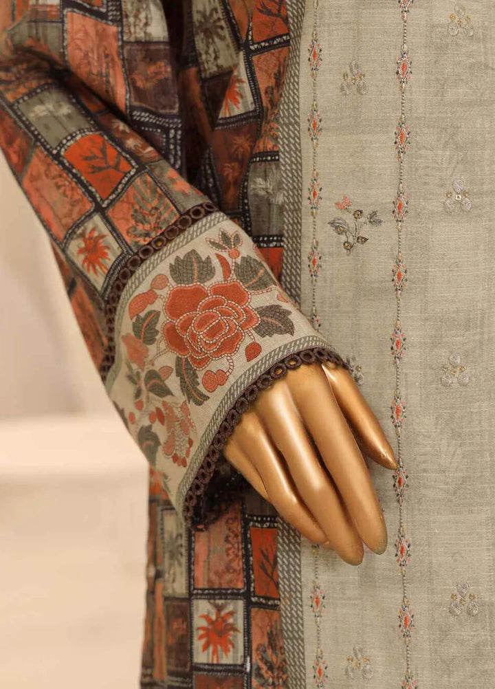 Hz Textiles Embroidered Khaddar Suit Unstitched 3 Piece HZ24K PKE-17 - Winter Collection