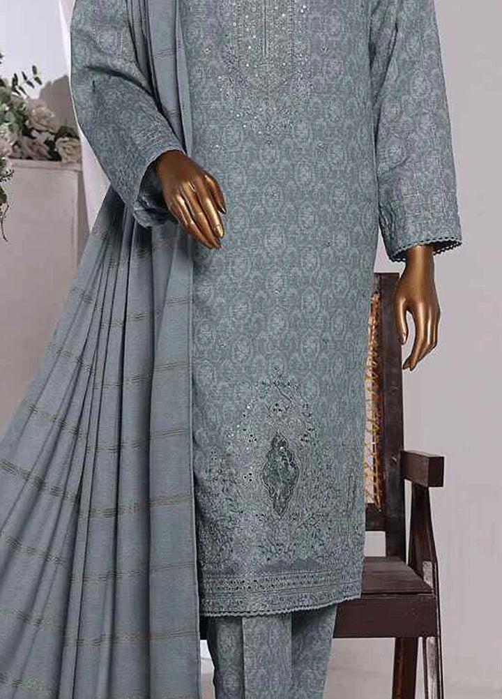 HZ Textiles Embroidered Khaddar Suits Unstitched 3 Piece HZ24KM KES-70 - Winter Collection
