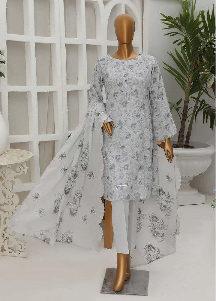 HZ Textiles Embroidered Lawn Suit Unstitched 3 Piece HZ24D PDK-47 - Summer Collection