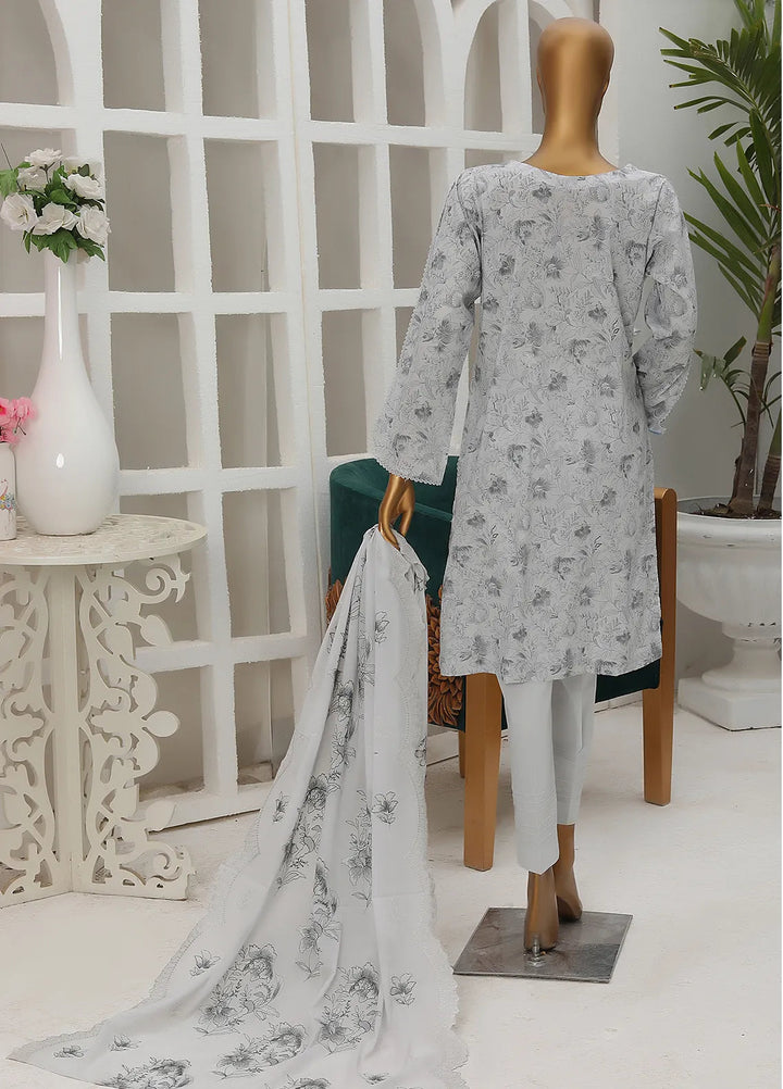 HZ Textiles Embroidered Lawn Suit Unstitched 3 Piece HZ24D PDK-47 - Summer Collection