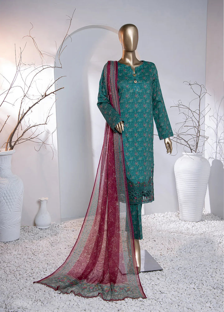 Hz Textiles Embroidered Lawn Suit Unstitched 3 Piece HZ24M MEC-91 - Lawn Collection
