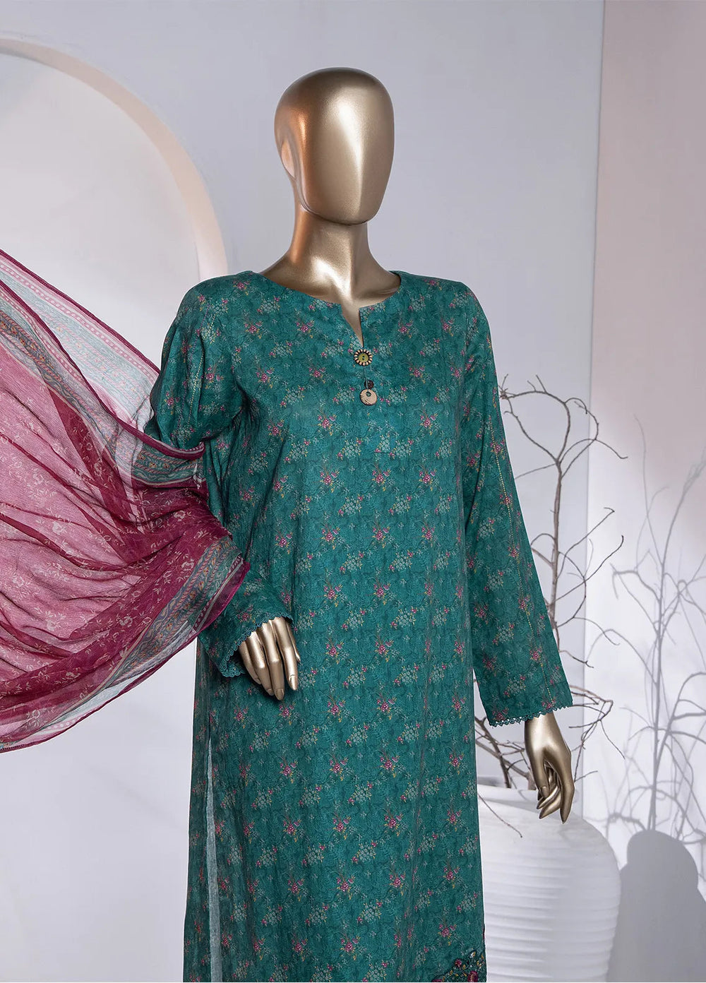 Hz Textiles Embroidered Lawn Suit Unstitched 3 Piece HZ24M MEC-91 - Lawn Collection