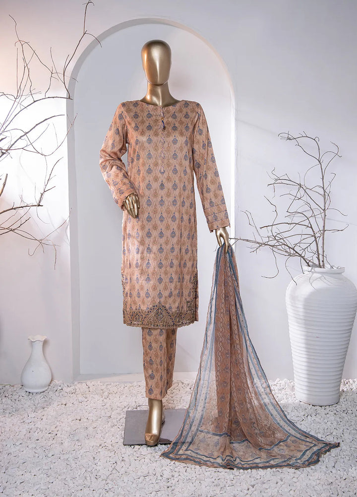 Hz Textiles Embroidered Lawn Suit Unstitched 3 Piece HZ24M MEC-92 - Lawn Collection
