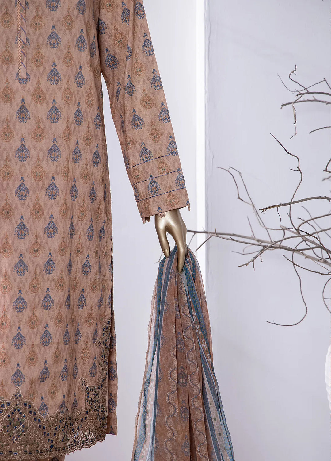 Hz Textiles Embroidered Lawn Suit Unstitched 3 Piece HZ24M MEC-92 - Lawn Collection