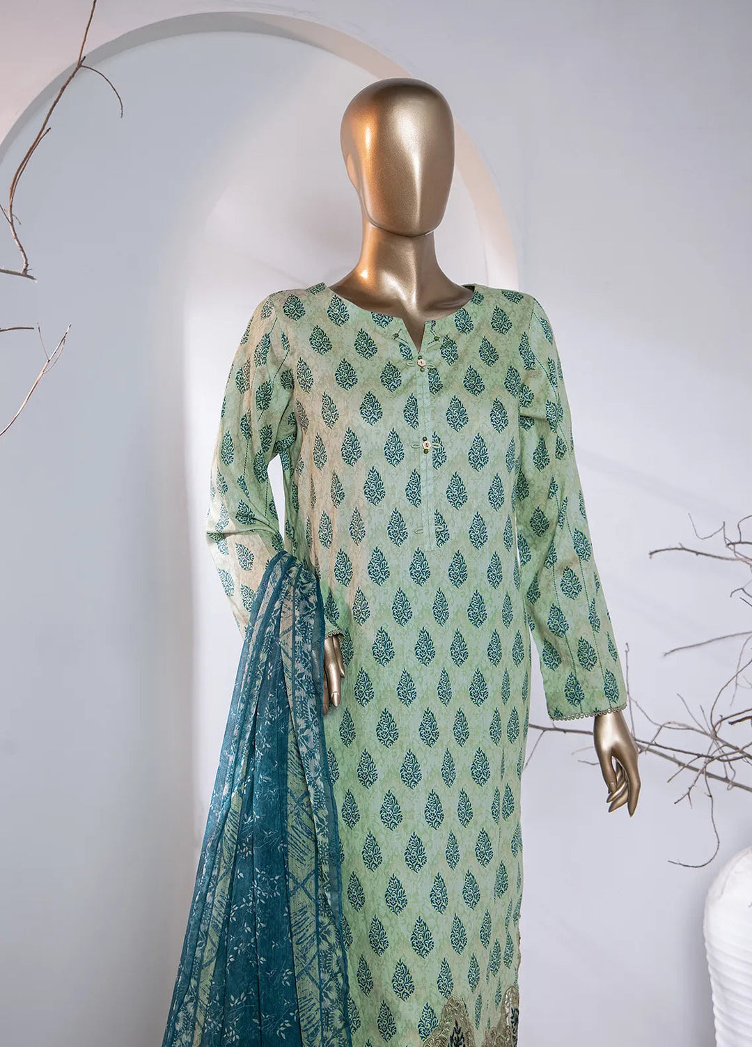 Hz Textiles Embroidered Lawn Suit Unstitched 3 Piece HZ24M MEC-96 - Lawn Collection