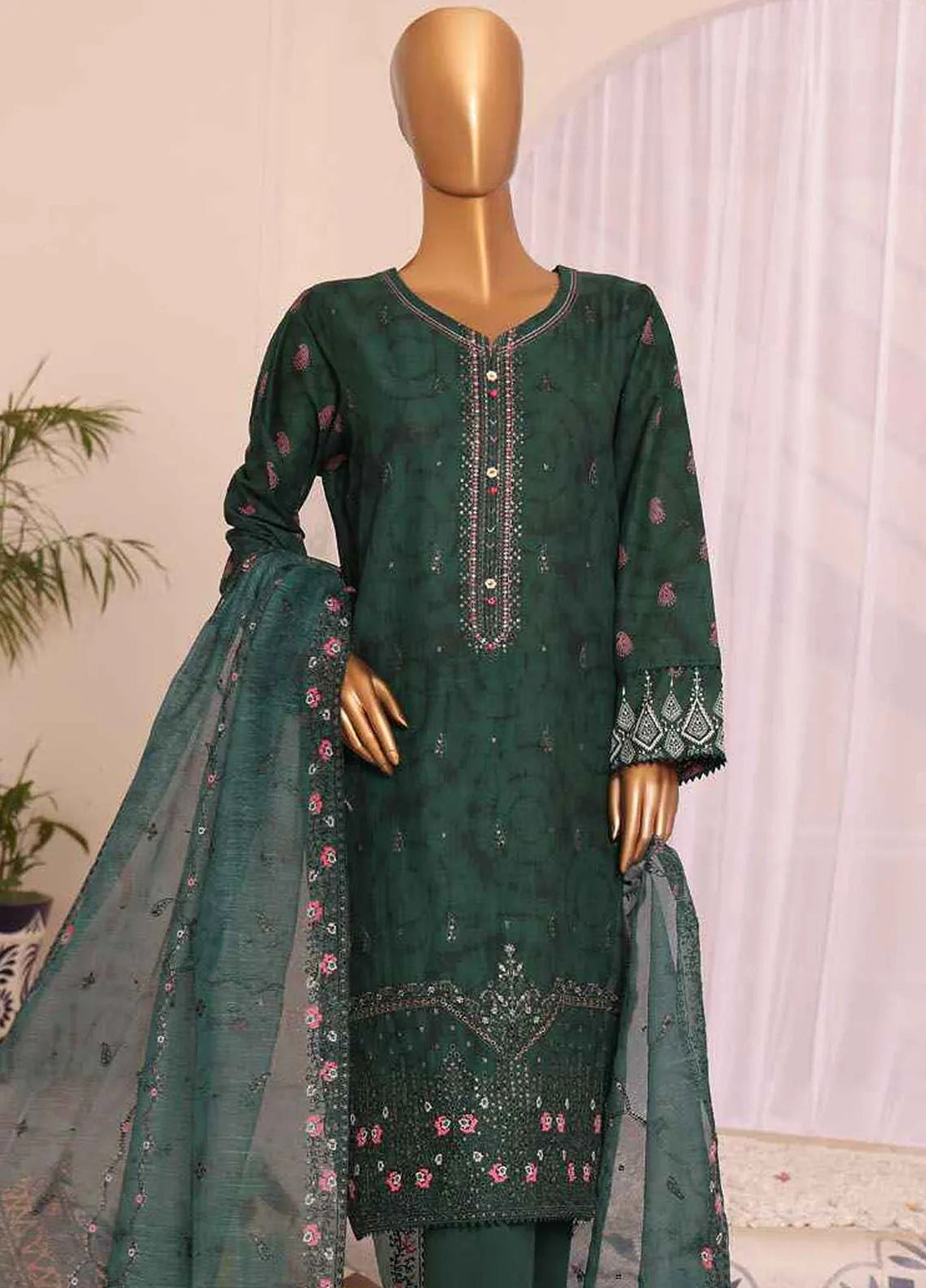 HZ Textiles Embroidered Lawn Suits Unstitched 3 Piece HZ24SV SEC-948 - Summer Collection