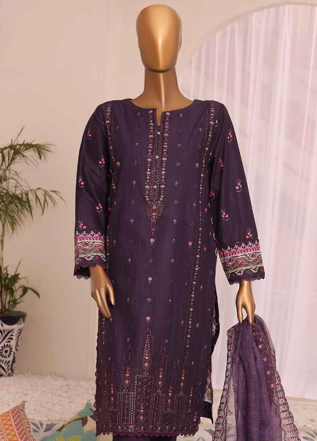HZ Textiles Embroidered Lawn Suits Unstitched 3 Piece HZ24SV SEC-951 - Summer Collection