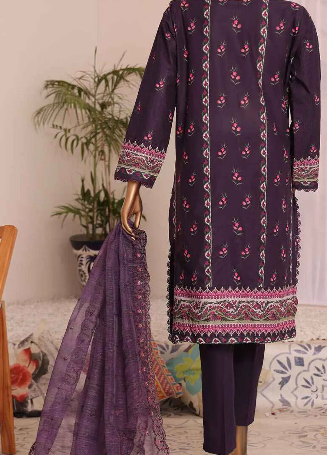 HZ Textiles Embroidered Lawn Suits Unstitched 3 Piece HZ24SV SEC-951 - Summer Collection