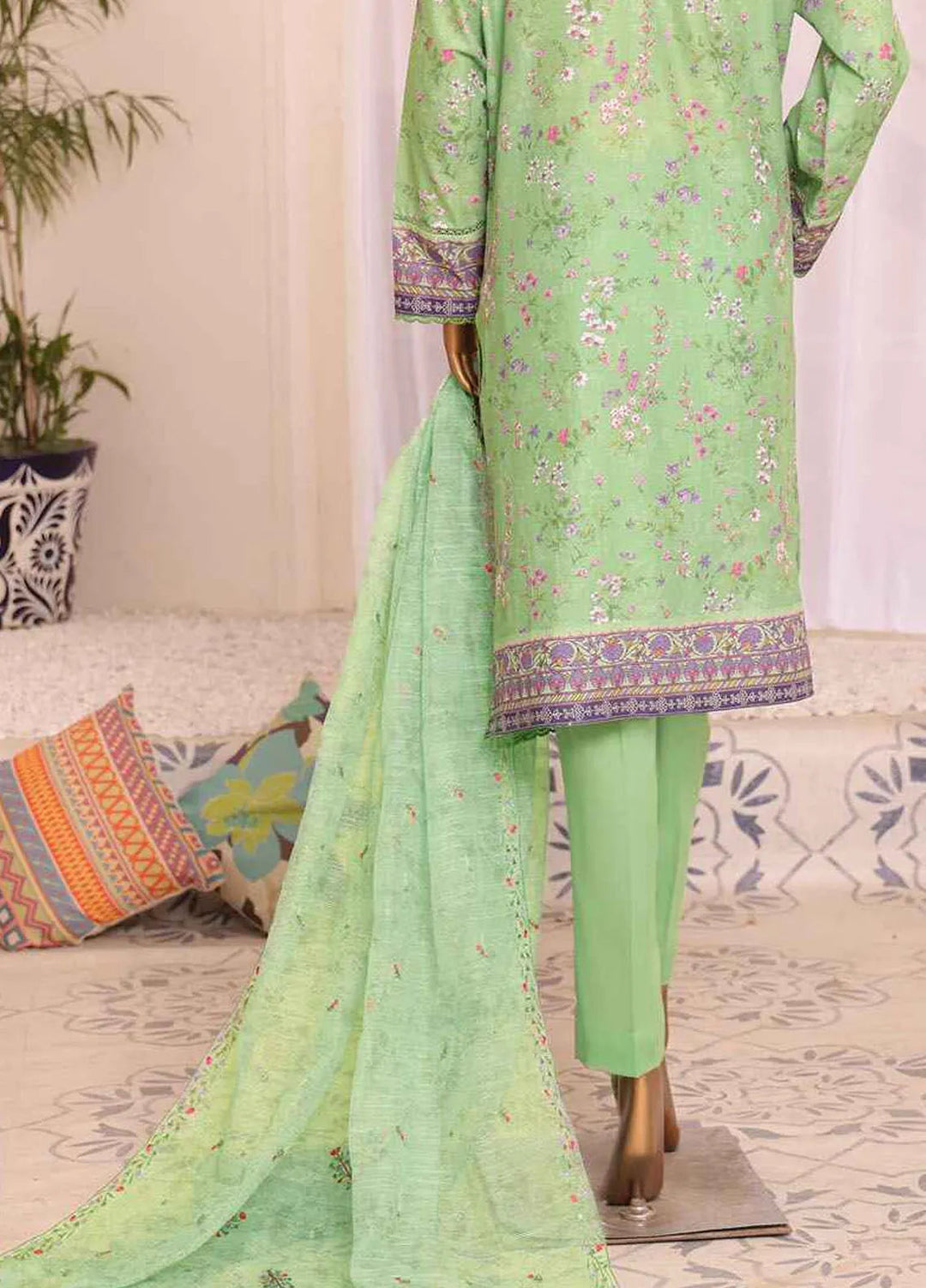 HZ Textiles Embroidered Lawn Suits Unstitched 3 Piece HZ24SV SEC-954 - Summer Collection