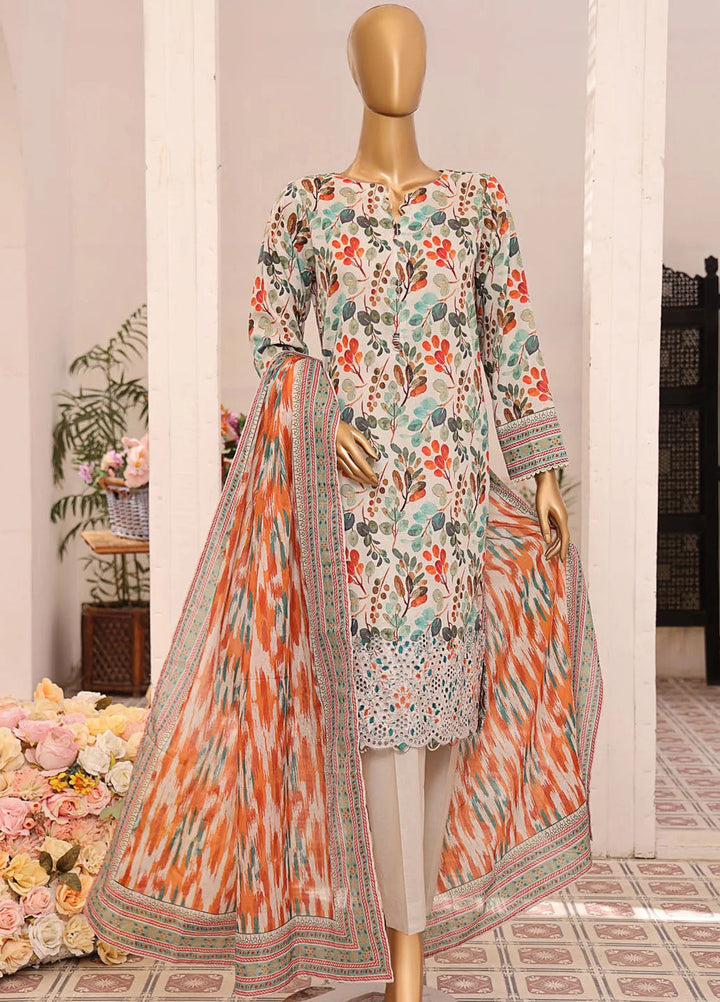 HZ Textiles Embroidered Lawn Suits Unstitched 3 Piece HZ25AS AJE - 301 - Summer Collection
