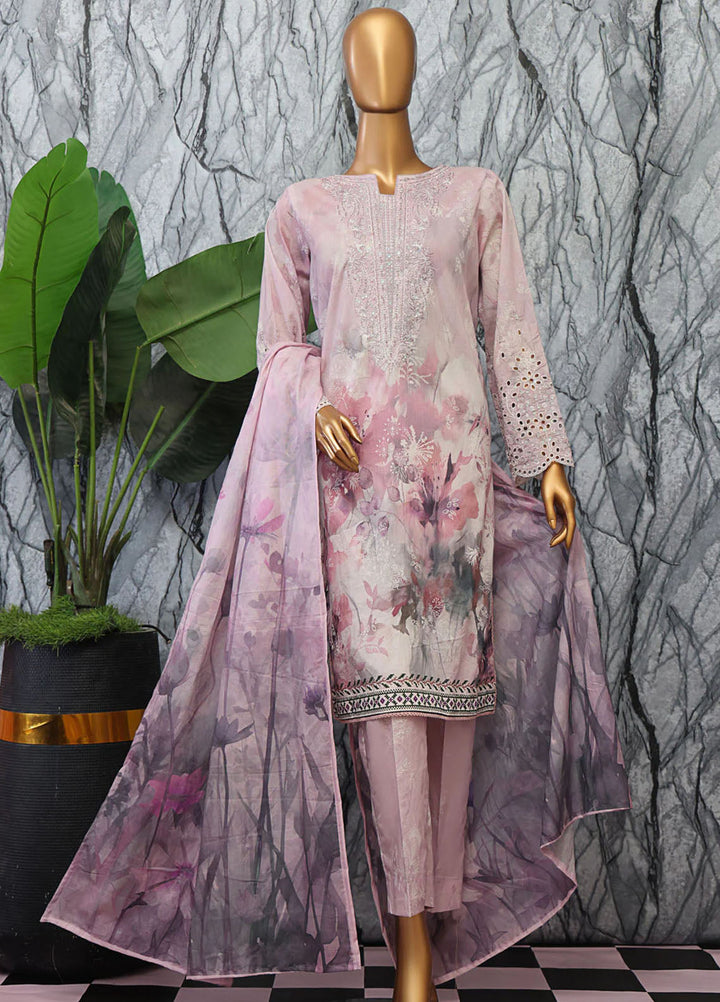 HZ Textiles Embroidered Lawn Suits Unstitched 3 Piece HZ25EUL EC-1043 - Summer Collection