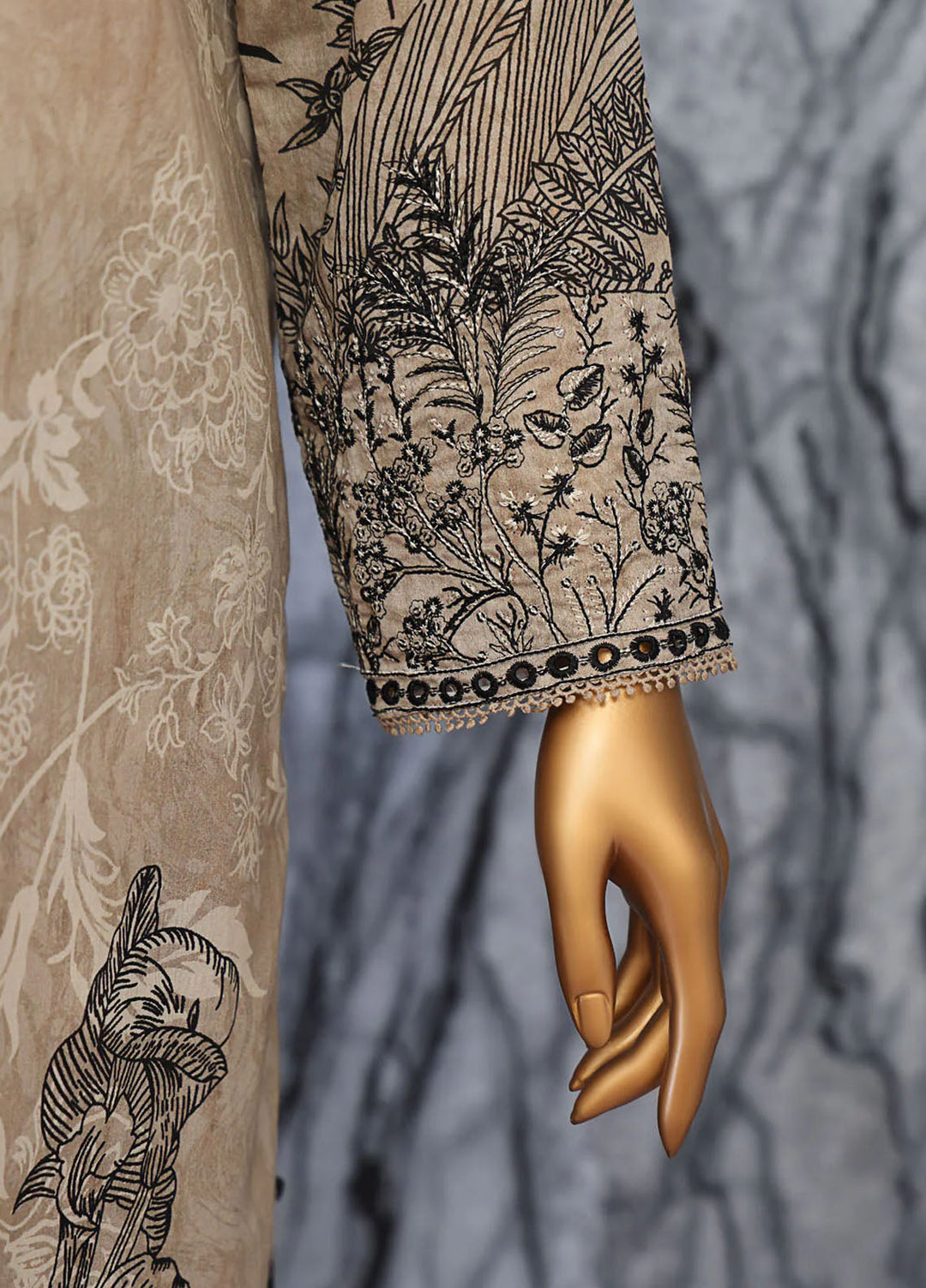 HZ Textiles Embroidered Lawn Suits Unstitched 3 Piece HZ25EUL EC-1044 - Summer Collection