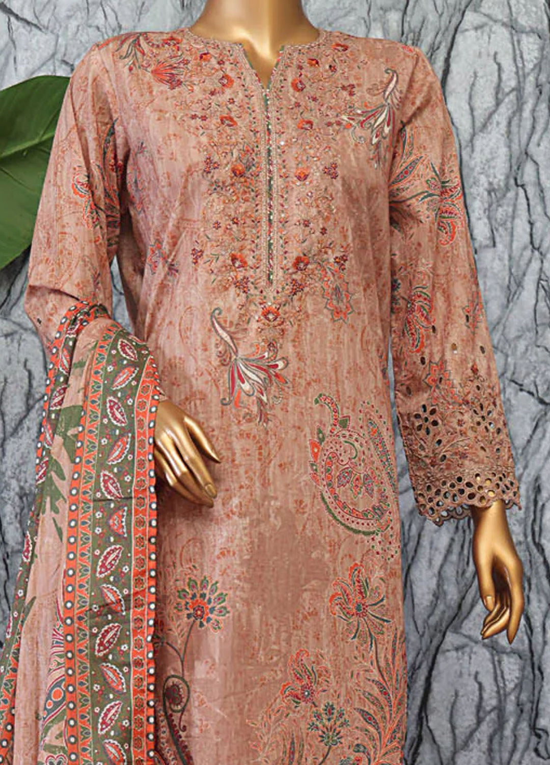 HZ Textiles Embroidered Lawn Suits Unstitched 3 Piece HZ25EUL EC-1050 - Summer Collection