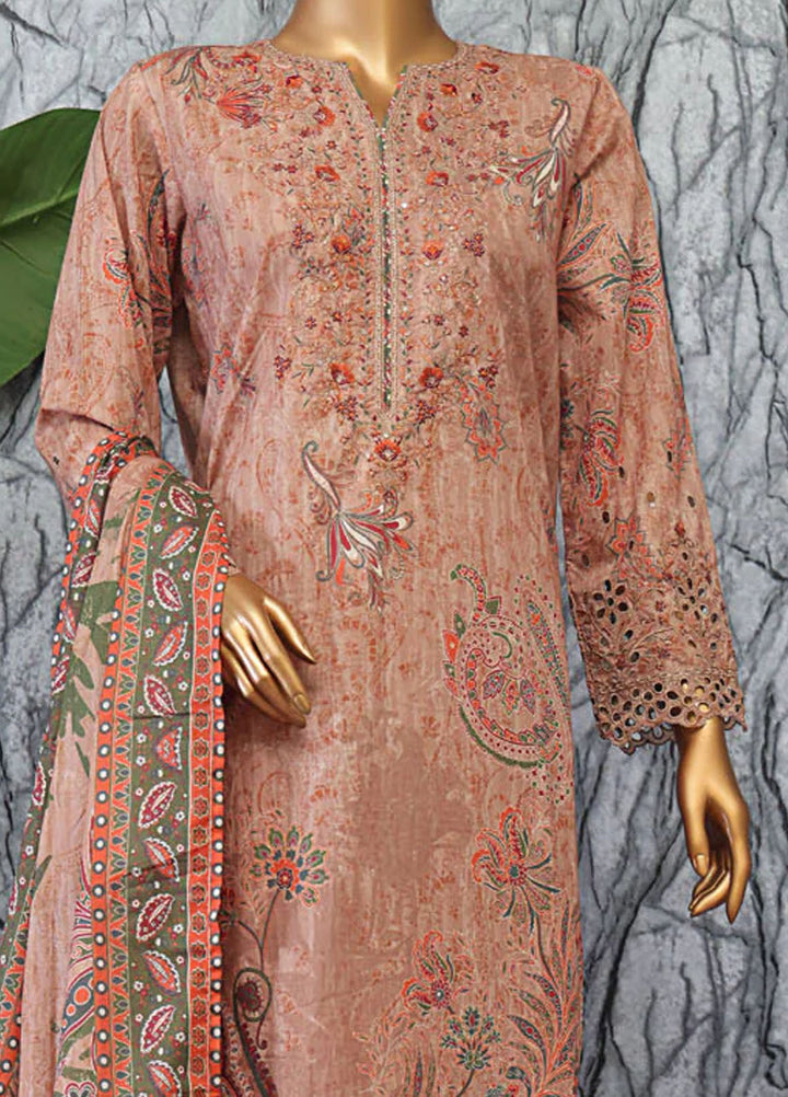HZ Textiles Embroidered Lawn Suits Unstitched 3 Piece HZ25EUL EC-1050 - Summer Collection
