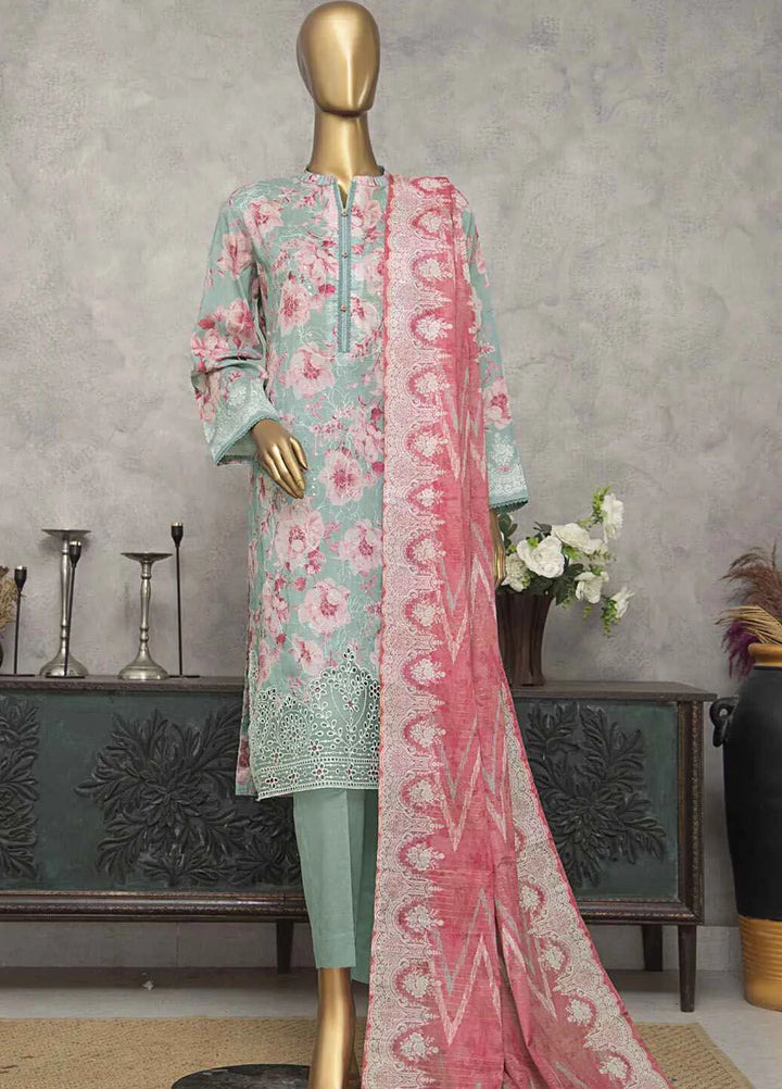 HZ Textiles Embroidered Lawn Suits Unstitched 3 Piece HZ25MK MEC-244 - Summer Collection