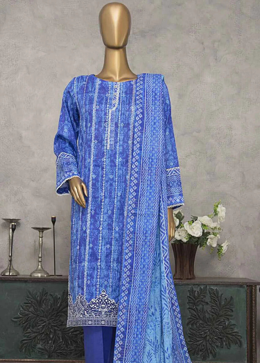 HZ Textiles Embroidered Lawn Suits Unstitched 3 Piece HZ25MK MEC-251 - Summer Collection
