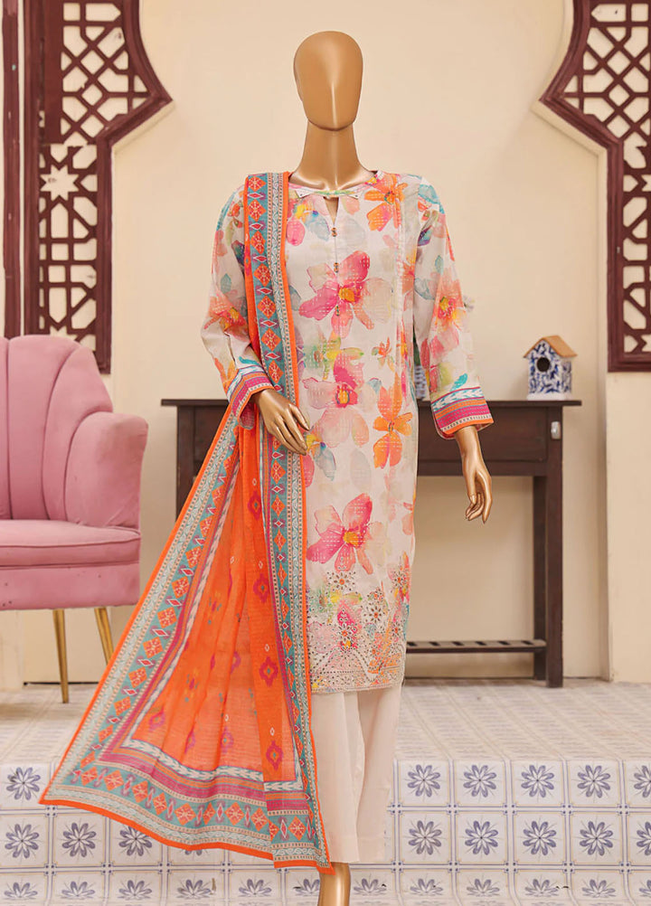HZ Textiles Embroidered Lawn Suits Unstitched 3 Piece HZ25ML MEC-510 - Summer Collection