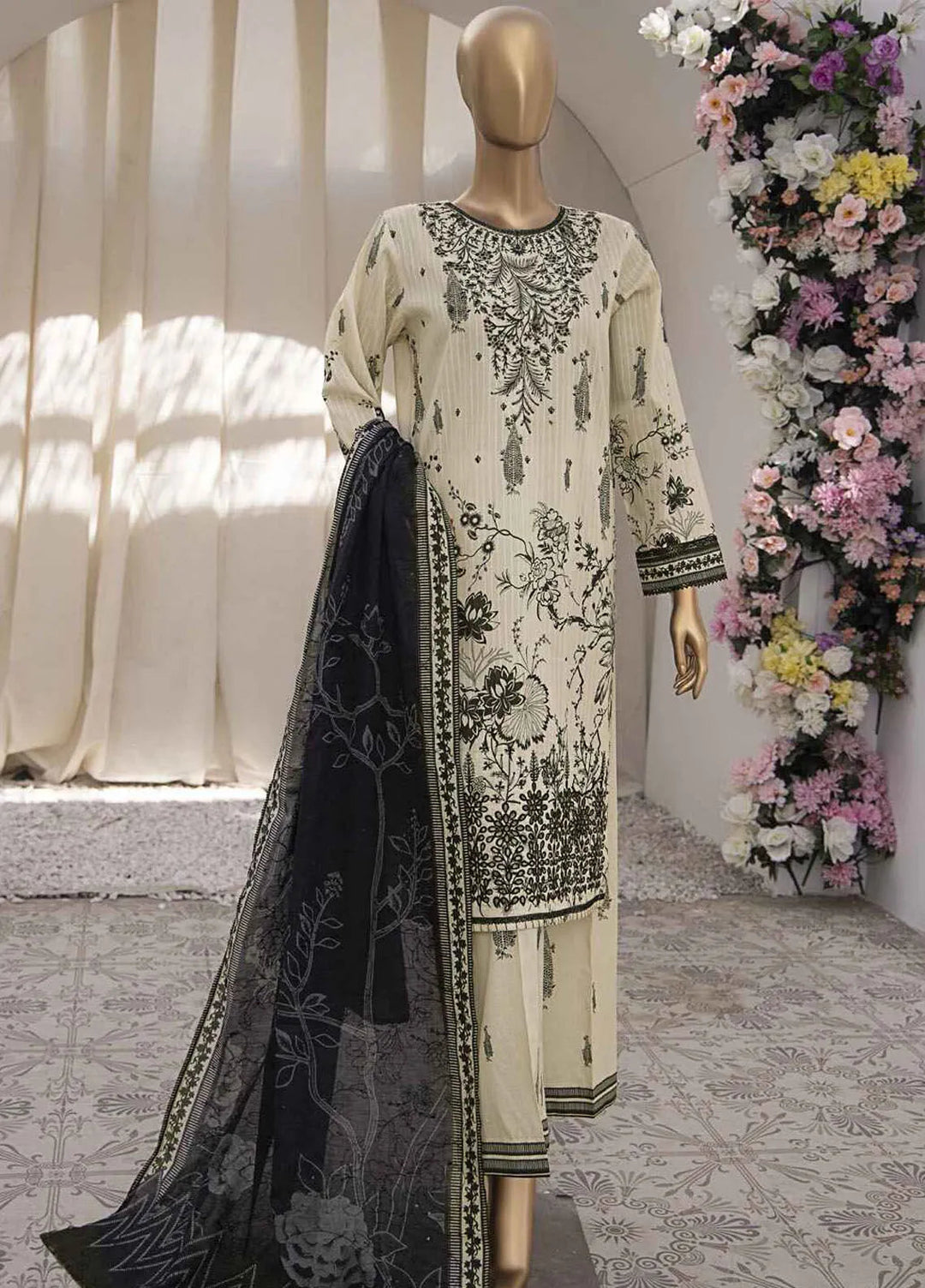 HZ Textiles Embroidered Lawn Suits Unstitched 3 Piece HZ25NV2 NPE-05A-VOL-2 - Summer Collection