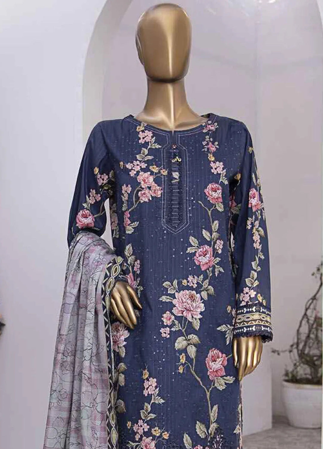 HZ Textiles Embroidered Lawn Suits Unstitched 3 Piece HZ25NV2 NPE-09-VOL-2 - Summer Collection
