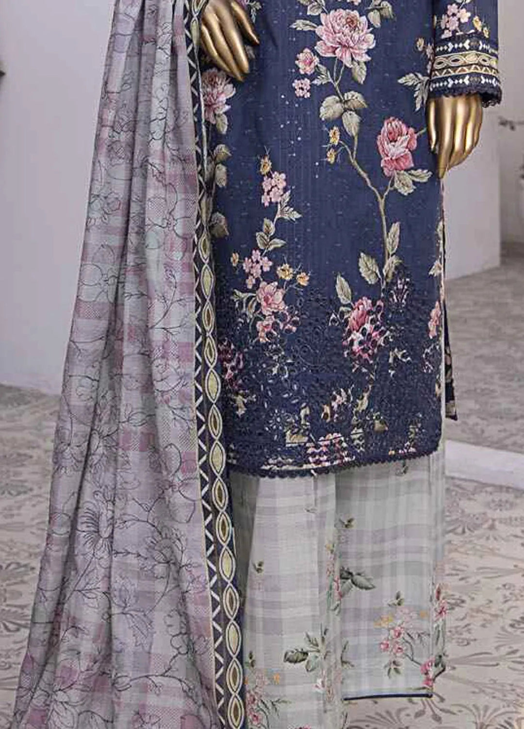 HZ Textiles Embroidered Lawn Suits Unstitched 3 Piece HZ25NV2 NPE-09-VOL-2 - Summer Collection