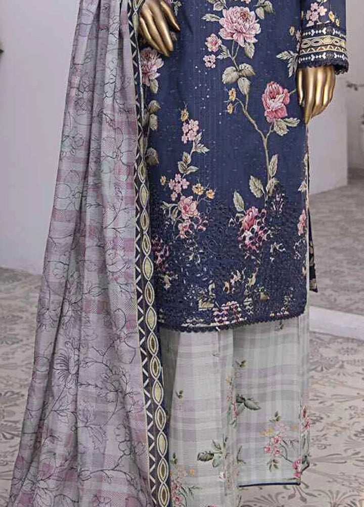 HZ Textiles Embroidered Lawn Suits Unstitched 3 Piece HZ25NV2 NPE-09-VOL-2 - Summer Collection