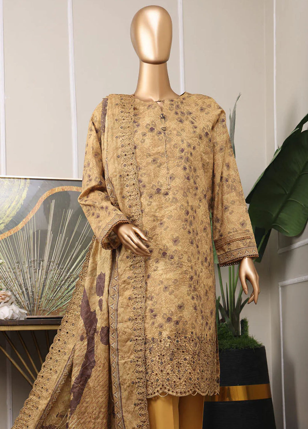 HZ Textiles Embroidered Lawn Suits Unstitched 3 Piece HZ25PEL PEC-528 V-06 - Summer Collection