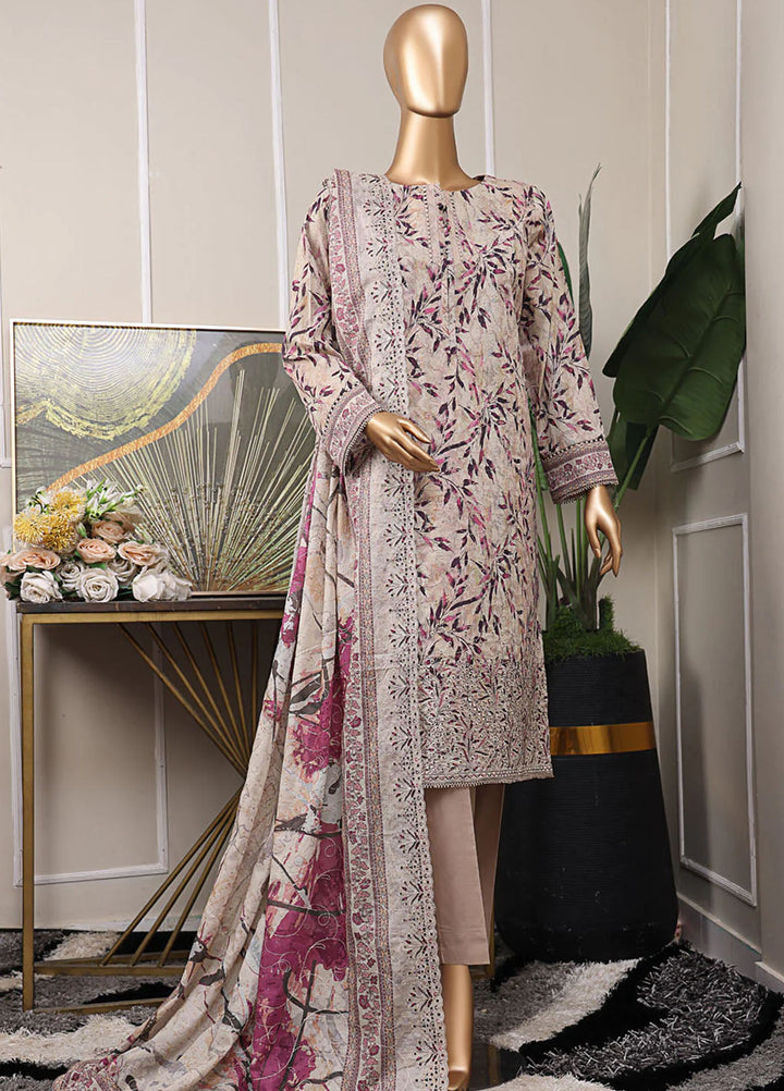 HZ Textiles Embroidered Lawn Suits Unstitched 3 Piece HZ25PEL PEC-529 V-06 - Summer Collection