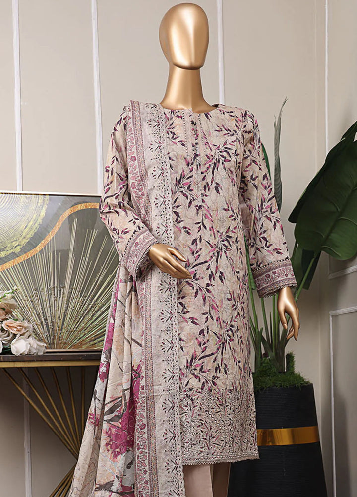 HZ Textiles Embroidered Lawn Suits Unstitched 3 Piece HZ25PEL PEC-529 V-06 - Summer Collection