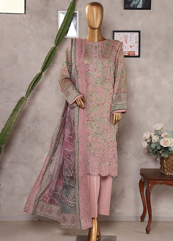 HZ Textiles Embroidered Lawn Suits Unstitched 3 Piece HZ25PEL PEC-530 V-06 - Summer Collection