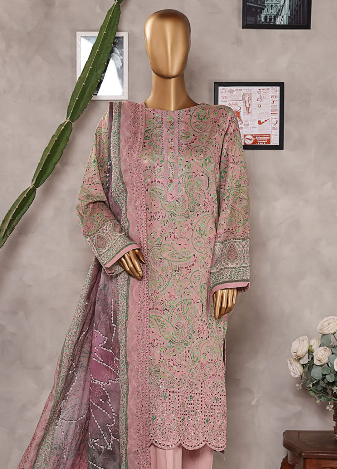 HZ Textiles Embroidered Lawn Suits Unstitched 3 Piece HZ25PEL PEC-530 V-06 - Summer Collection