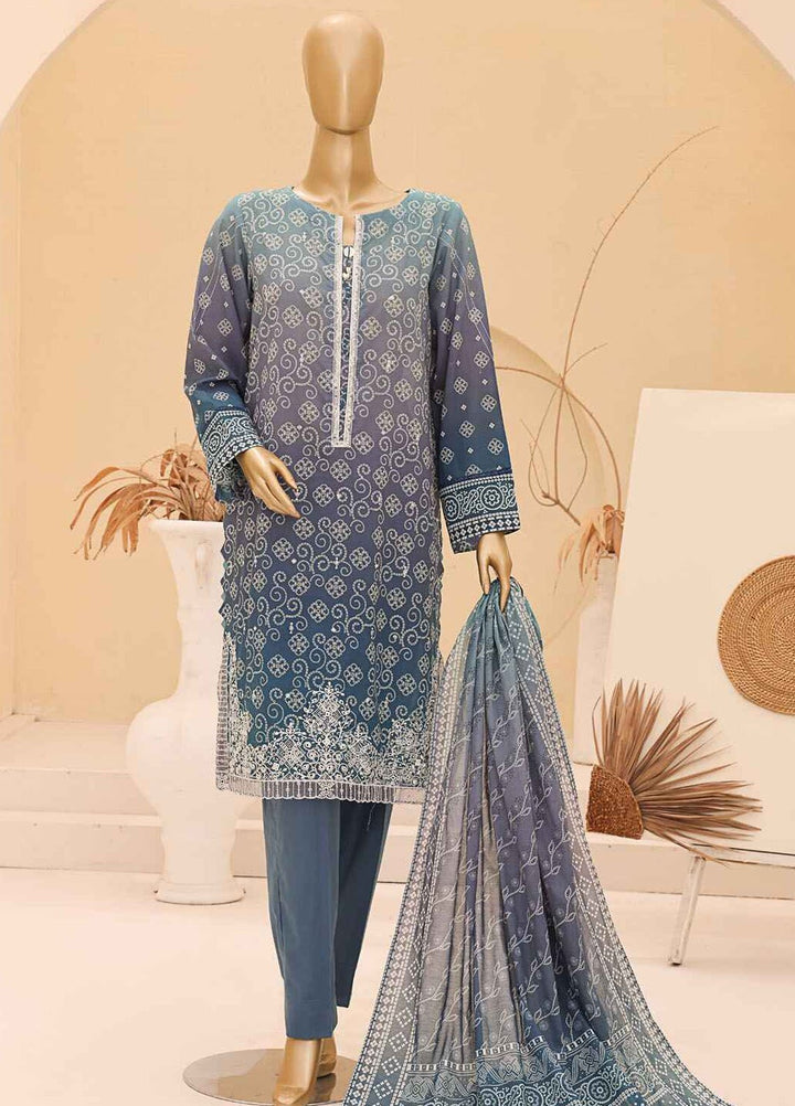 HZ Textiles Embroidered Lawn Suits Unstitched 3 Piece HZ25UC CEC-921 - Summer Collection