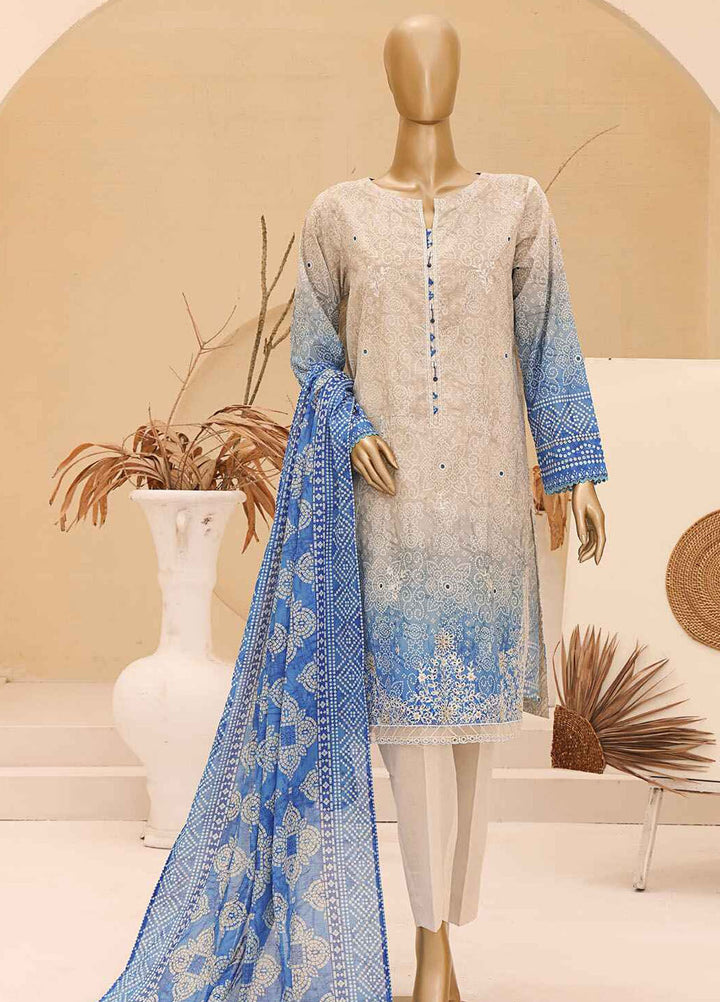 HZ Textiles Embroidered Lawn Suits Unstitched 3 Piece HZ25UC CEC-925 - Summer Collection
