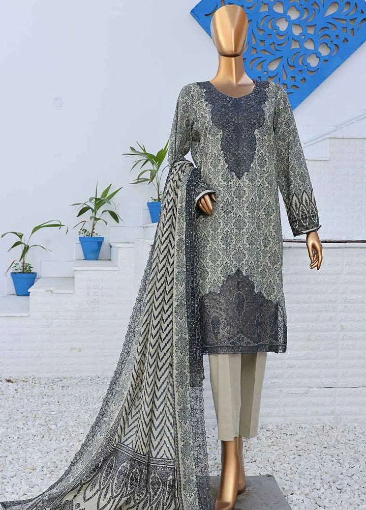 HZ Textiles Embroidered Lawn Suits Unstitched 3 Piece HZ25VE PVE-818 - Summer Collection