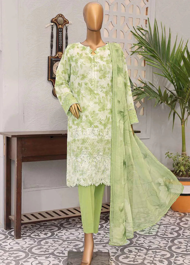 HZ Textiles Embroidered Lawn Suits Unstitched 3 Piece MJE-1010 - Summer Collection