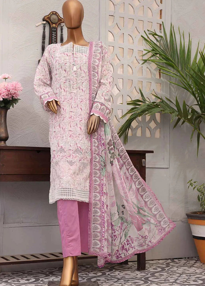 HZ Textiles Embroidered Lawn Suits Unstitched 3 Piece MJE-1011 - Summer Collection