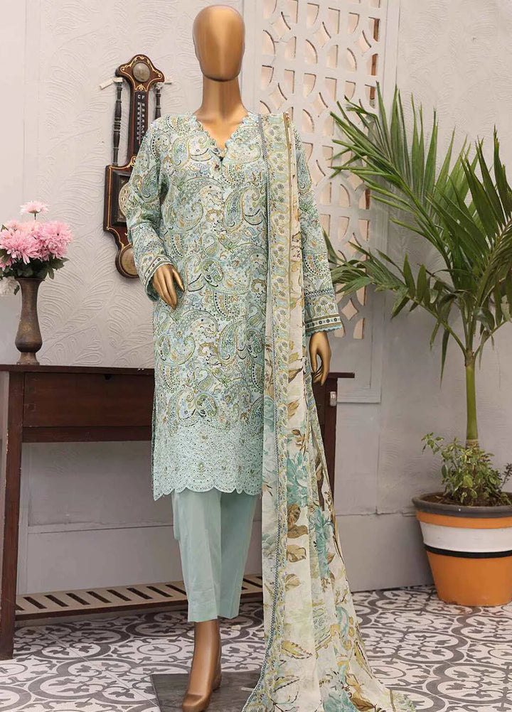 HZ Textiles Embroidered Lawn Suits Unstitched 3 Piece MJE-1013 - Summer Collection