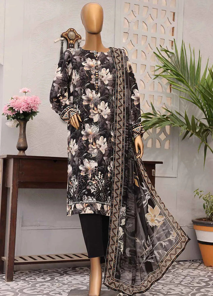 HZ Textiles Embroidered Lawn Suits Unstitched 3 Piece MJE-1014 - Summer Collection