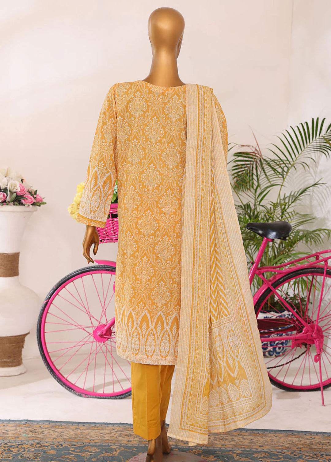 Hz Textiles Embroidered Lawn Suits Unstitched 3 Piece NKE-556 - Summer Collection