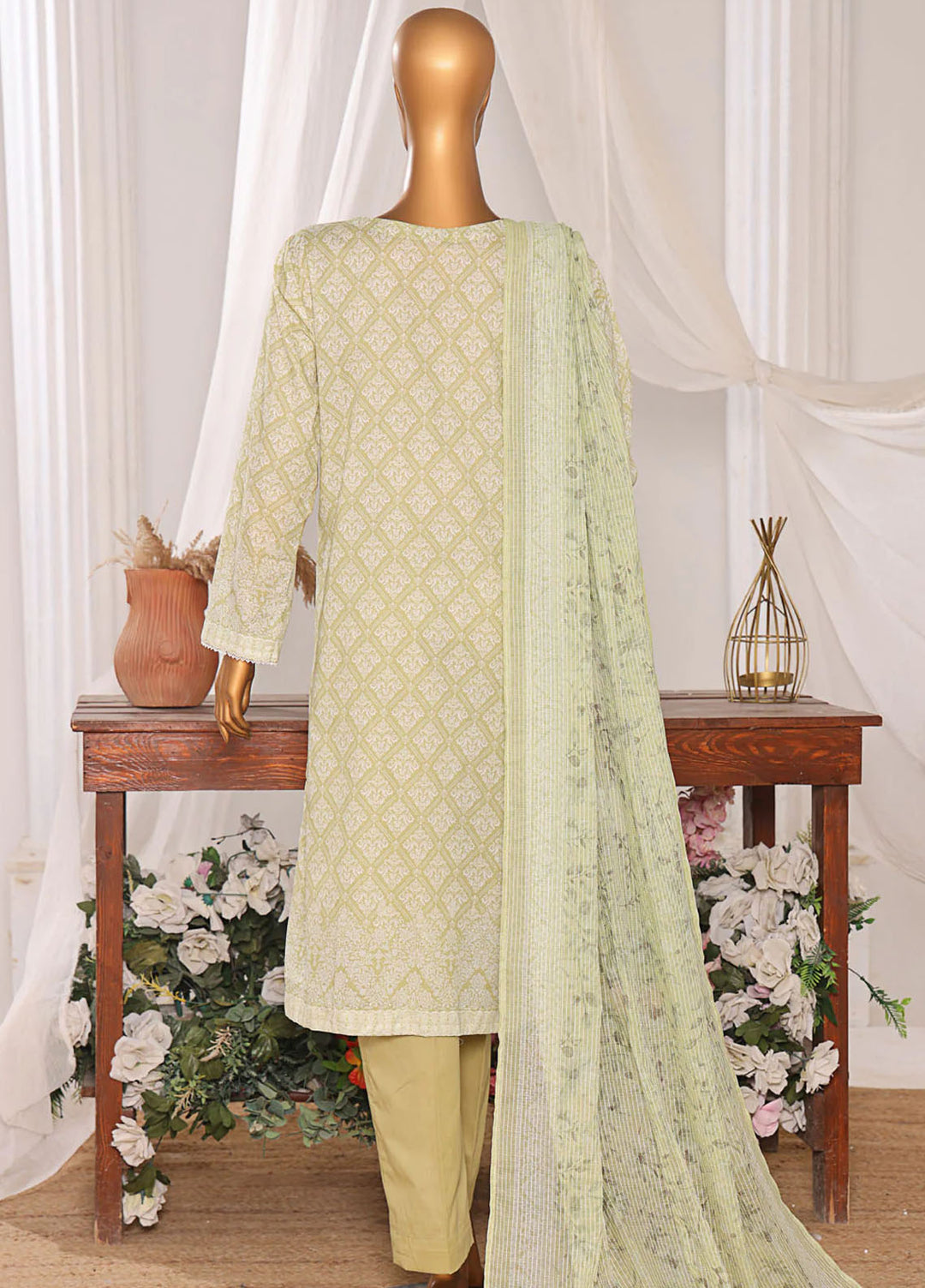 Hz Textiles Embroidered Lawn Suits Unstitched 3 Piece NKE-558 - Summer Collection