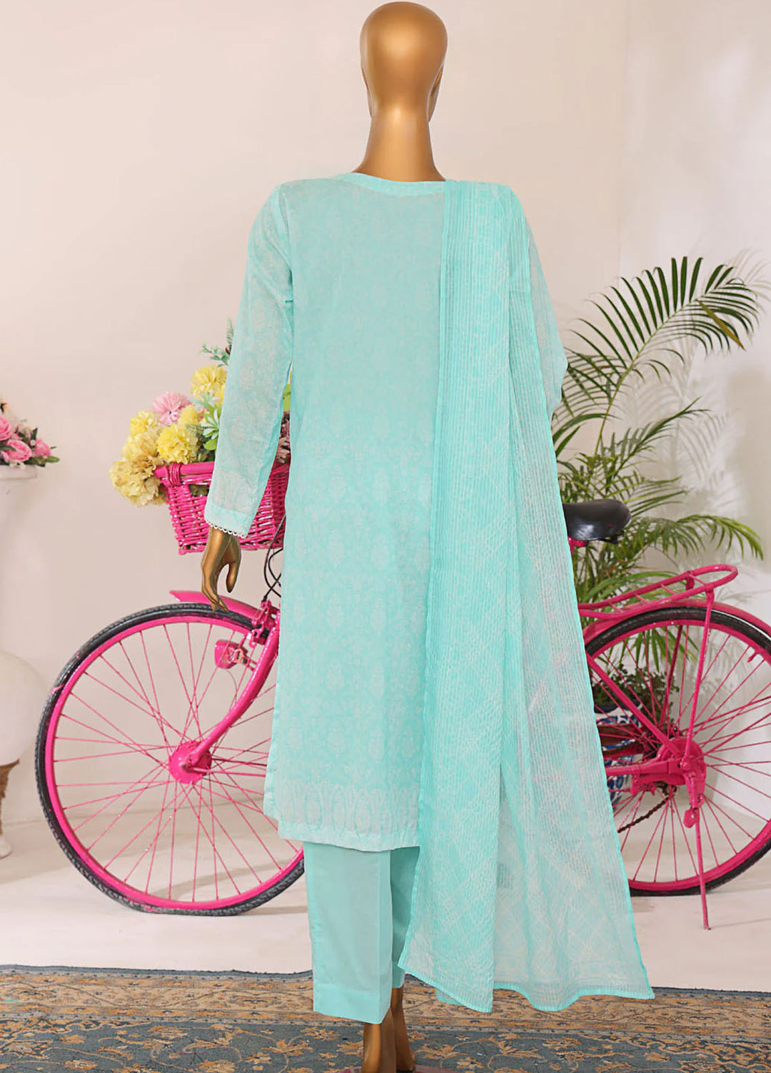 Hz Textiles Embroidered Lawn Suits Unstitched 3 Piece NKE-561 - Summer Collection