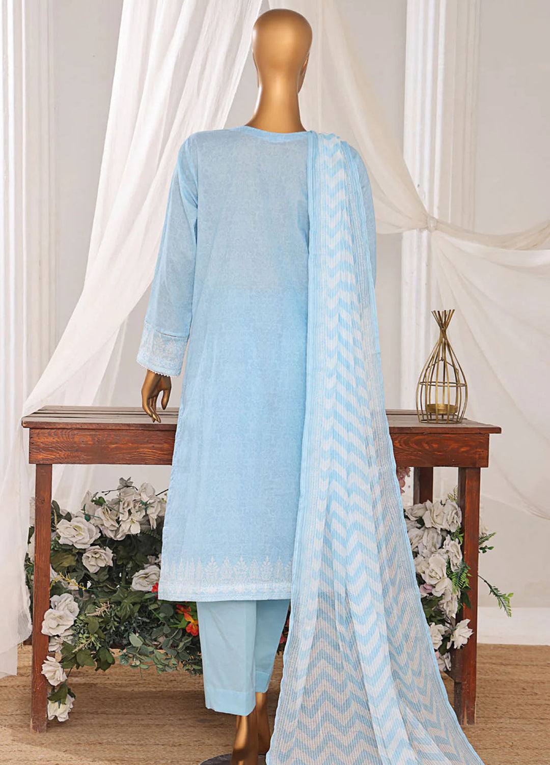Hz Textiles Embroidered Lawn Suits Unstitched 3 Piece NKE-563 - Summer Collection