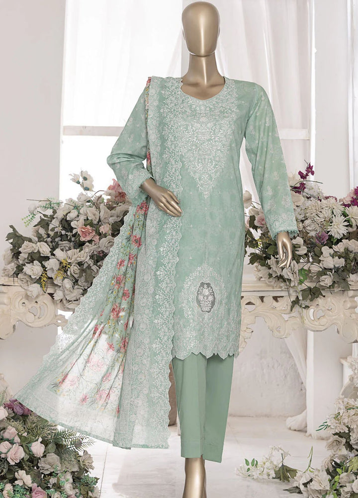 Hz Textiles Embroidered Lawn Suits Unstitched 3 Piece PEC-553 VOL-07 - Summer Collection