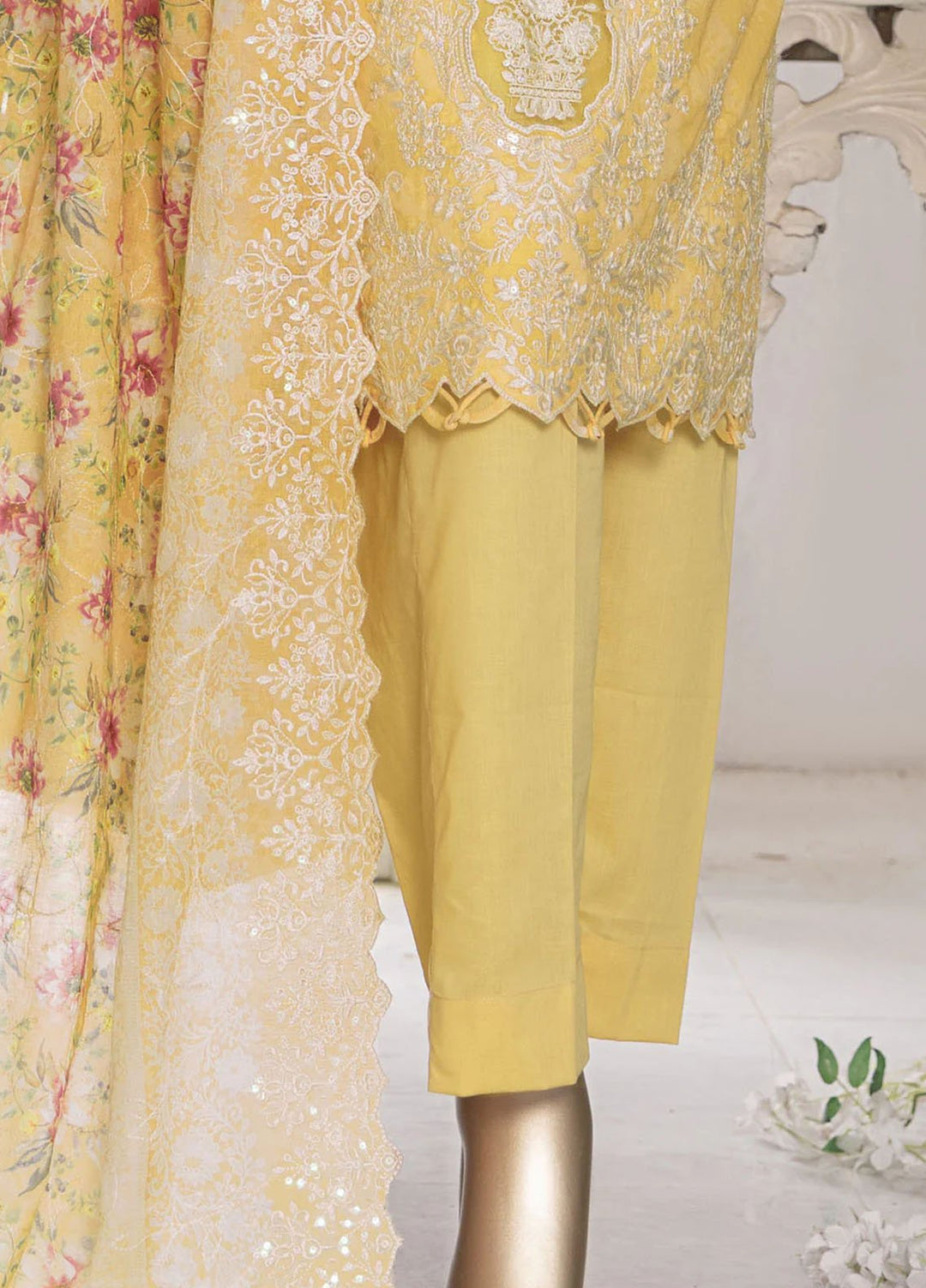 Hz Textiles Embroidered Lawn Suits Unstitched 3 Piece PEC-554 VOL-07 - Summer Collection