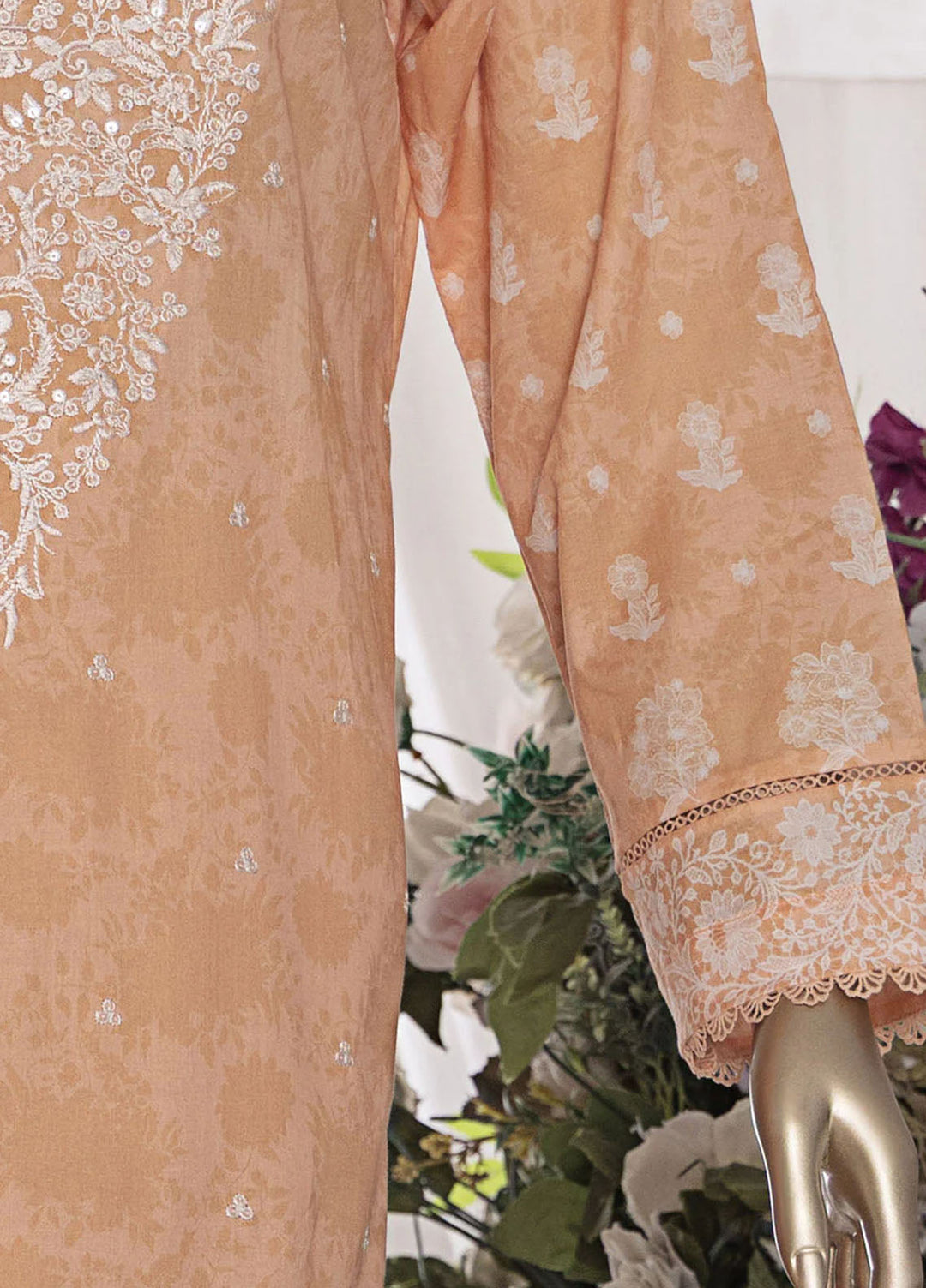 Hz Textiles Embroidered Lawn Suits Unstitched 3 Piece PEC-555 VOL-07 - Summer Collection