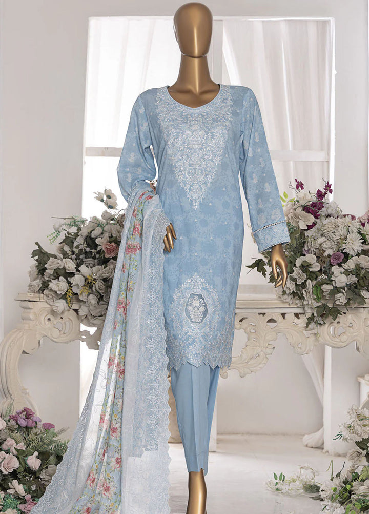 Hz Textiles Embroidered Lawn Suits Unstitched 3 Piece PEC-564 VOL-07 - Summer Collection